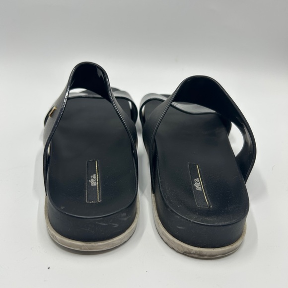 Melissa Cosmic Tortoise Shell Black Slides Size 9 Two Strap Sandals - Picture 4 of 6